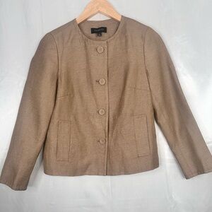 Talbots Tan Gold Metallic Linen Blend Button-Up Blazer Size 2‎